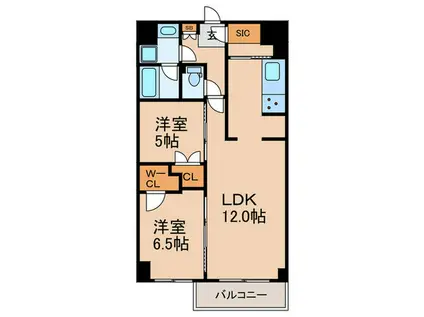 ザケンジントンレンジデンスときわ台(2LDK/2階)の間取り写真