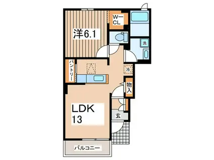 なかよし(1LDK/1階)の間取り写真