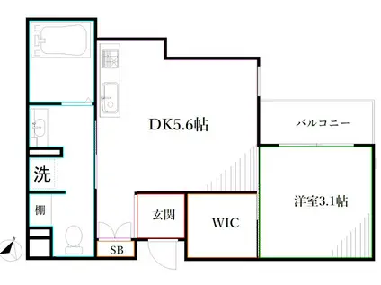 ラ・ソラリス(1DK/2階)の間取り写真