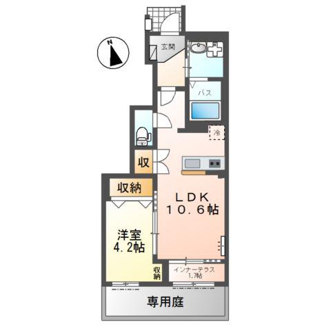 大里戸ノ上1丁目アパート(1LDK/1階)の間取り写真