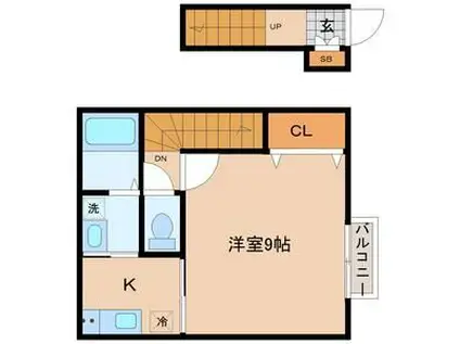 アスコット台原A棟(1K/2階)の間取り写真