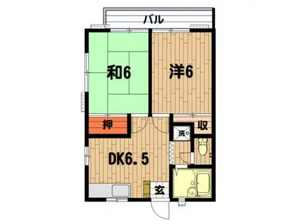 コーポラス羽沢(2DK/2階)の間取り写真