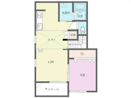 ビランジII(1LDK/2階)の間取り写真