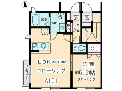 MUSASHINO TERRACE(1LDK/1階)の間取り写真