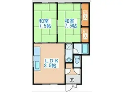 メゾン八軒(2LDK/2階)の間取り写真