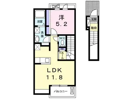 シャルマン ヴィラ(1LDK/2階)の間取り写真