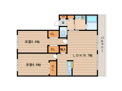 SACURA-TERRACE(2LDK/3階)の間取り写真