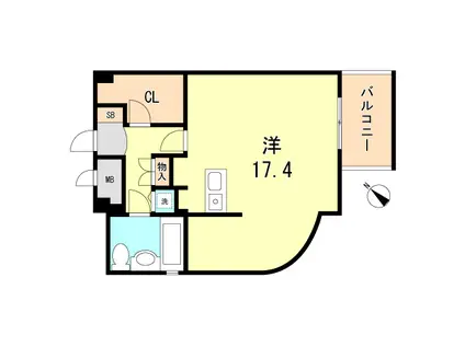 ホープ芦屋(ワンルーム/3階)の間取り写真