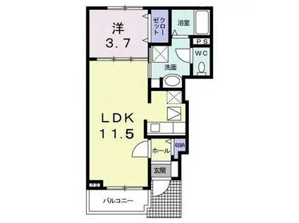 コローレ(1LDK/1階)の間取り写真