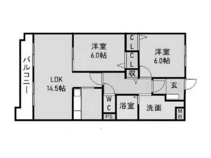 サンセール弐番館(2LDK/1階)の間取り写真