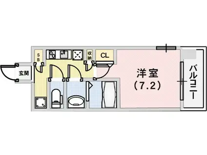 W-STYLE神戸II(1K/10階)の間取り写真