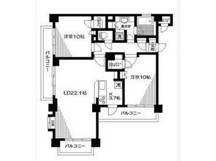 パレステージ成城(2LDK/2階)の間取り写真