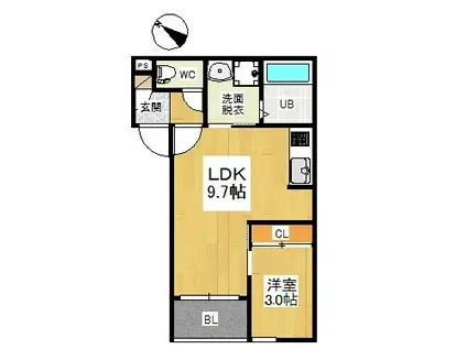 REGALEST リバーサイド新富(1LDK/3階)の間取り写真