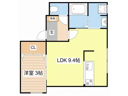 エクセルピーク(1LDK/2階)の間取り写真