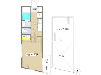 カーザ・チェレステ板橋本町(1K/2階)の間取り写真