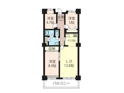 赤羽アボードI(3LDK/11階)の間取り写真