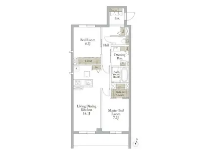 RELAFORT中野富士見町(2LDK/1階)の間取り写真
