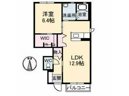 シャーメゾンみずほA棟(1LDK/1階)の間取り写真