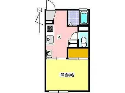 コーポ駅北II(1K/2階)の間取り写真