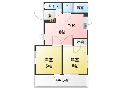 オリンピアコーポ(2DK/1階)の間取り写真