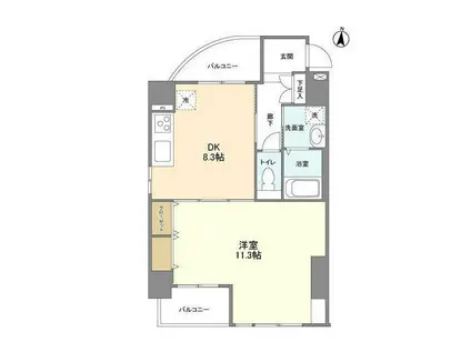 CASSIA錦糸町サウス COURT(1LDK/4階)の間取り写真