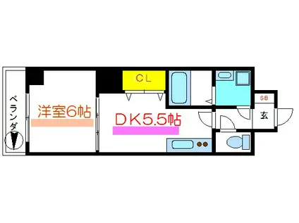 メゾン・ド・ヴィル(1DK/8階)の間取り写真