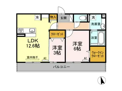  ティエード コート(2LDK/3階)の間取り写真