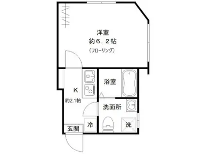 フルール(1K/3階)の間取り写真