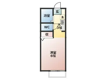 越コーポA棟(ワンルーム/2階)の間取り写真