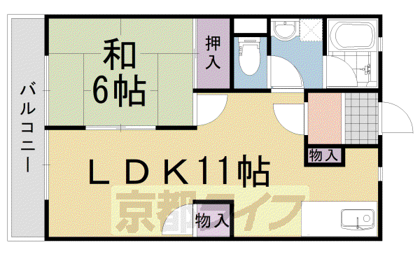 ウエストヒルパートII(1LDK/2階)の間取り写真
