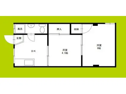 松虫ハイツ(2DK/2階)の間取り写真