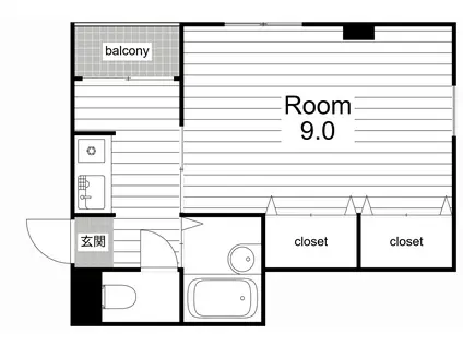 ヌーヴォー明和(1K/3階)の間取り写真