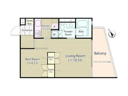 代々木MKCOURT 代々木エムケーコート(1LDK/1階)の間取り写真