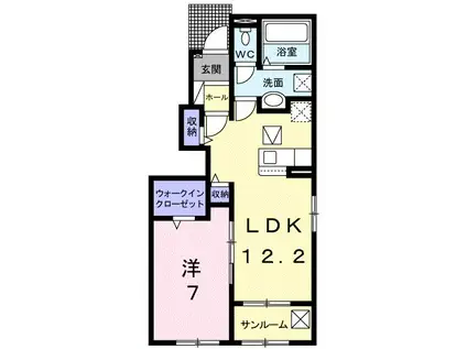 シックスペンス(1LDK/1階)の間取り写真