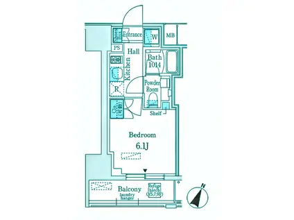 リージア大井町(1K/11階)の間取り写真