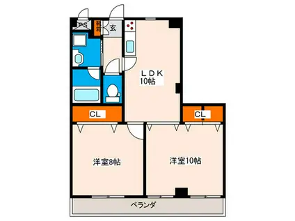 ラフィネ(2LDK/2階)の間取り写真