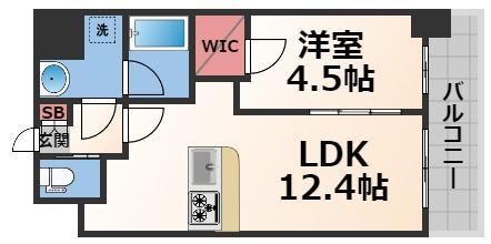 ソルテラス OSAKA イースト GATE(1LDK/2階)の間取り写真