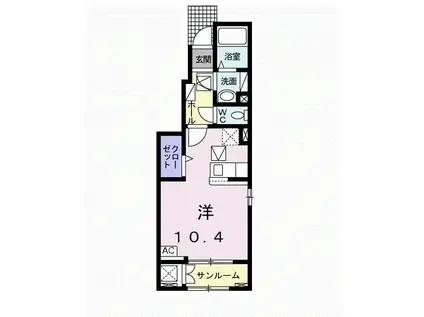 グリーンハウスK・TIIA(ワンルーム/1階)の間取り写真