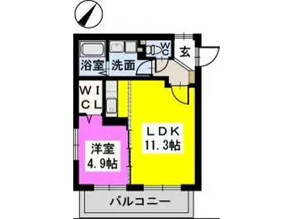 ドミールシャトーII(1LDK/2階)の間取り写真