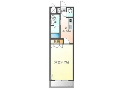 レインボーシティ・SII(1K/2階)の間取り写真