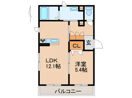 ベレオ金龍寺丁(1LDK/2階)の間取り写真