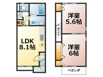 フローラル三橋(2LDK/1階)の間取り写真