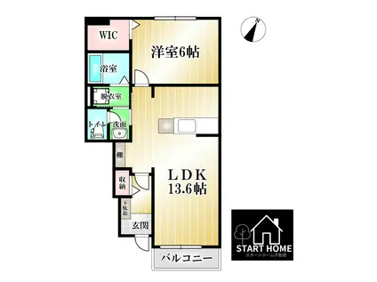 コッティ クワハラII(1LDK/1階)の間取り写真