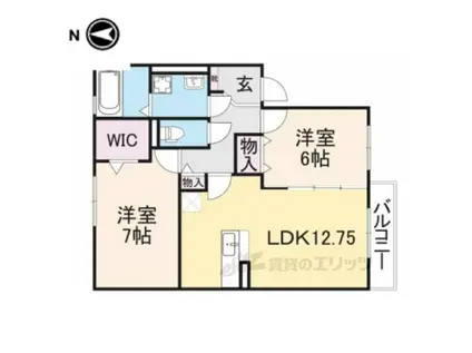 サウスコート(2LDK/2階)の間取り写真