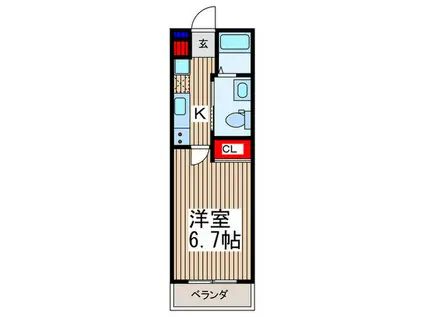 ラウレア川越(1K/1階)の間取り写真