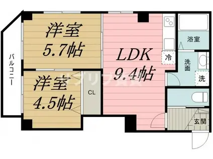 LESFEUILLE(2LDK/4階)の間取り写真