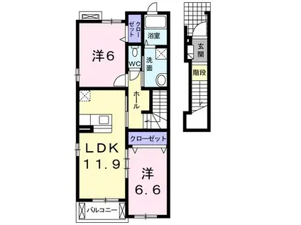 ウィズ AMK(2LDK/2階)の間取り写真