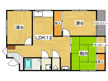 ひかりビル(3DK/2階)の間取り写真