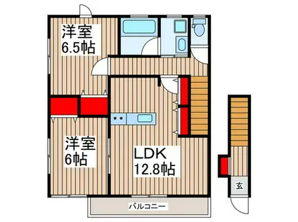 ブライトサム千間台東II(2LDK/2階)の間取り写真