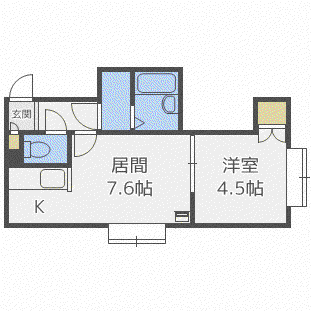 RS澄川(1DK/2階)の間取り写真